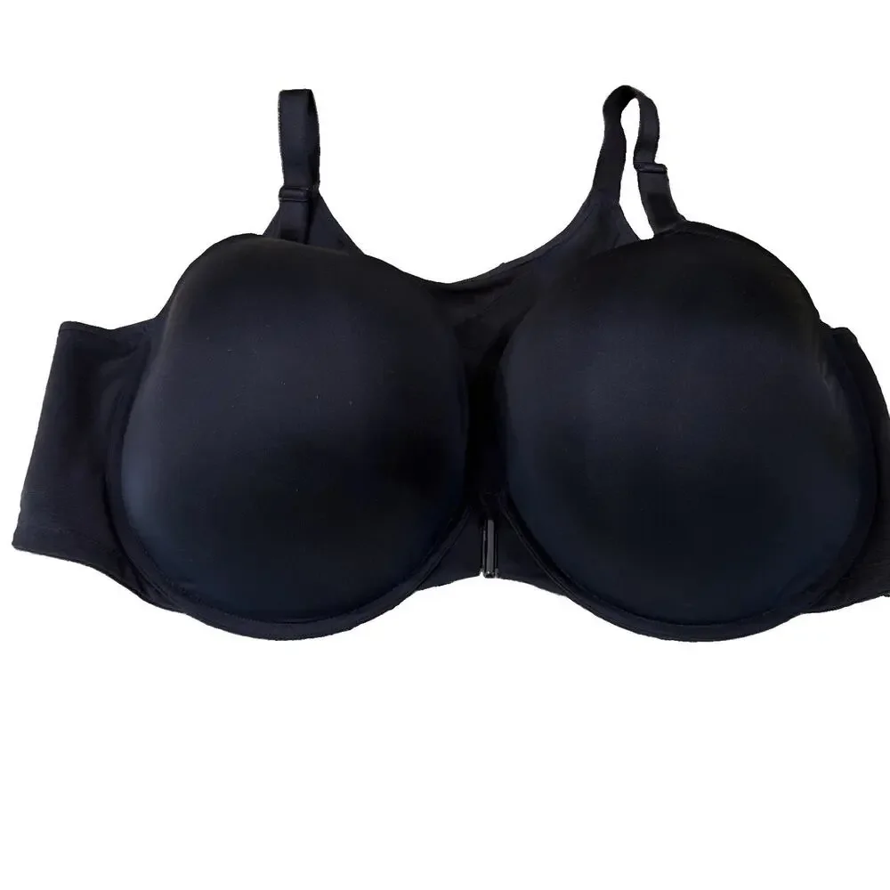 Torrid Perfect T Front Close Bra 46DDD Black Lightly Lined Ultimate Smoothing